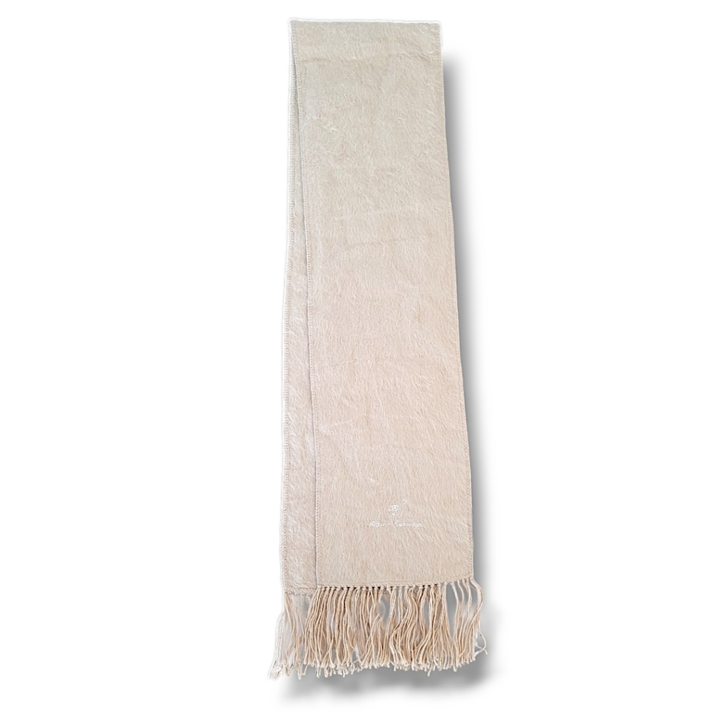Alpaca Camargo Peru Brushed Alpaca Blend Scarf Beige Fringe 68" Soft Warm - Picture 4 of 6